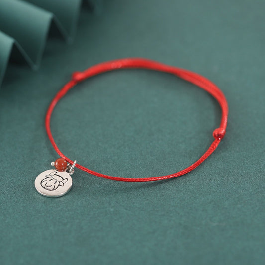 Zodiac Red String Bracelet - Birth Sign Blessing with Carnelian & Silver Charm