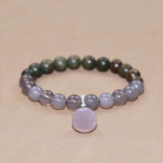 Five Elements Water Bracelet – Green Sandalwood & Purple Agate Feng Shui Jewelry