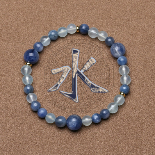 Five Elements Water Crystal Bracelet – Blue Kyanite & Aquamarine