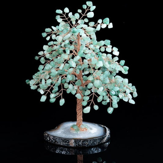 Green Aventurine Crystal Tree on Agate Base – Large