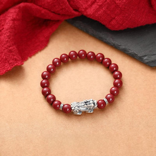 purple goldstone bracelet with silver pixiu charm 8mm