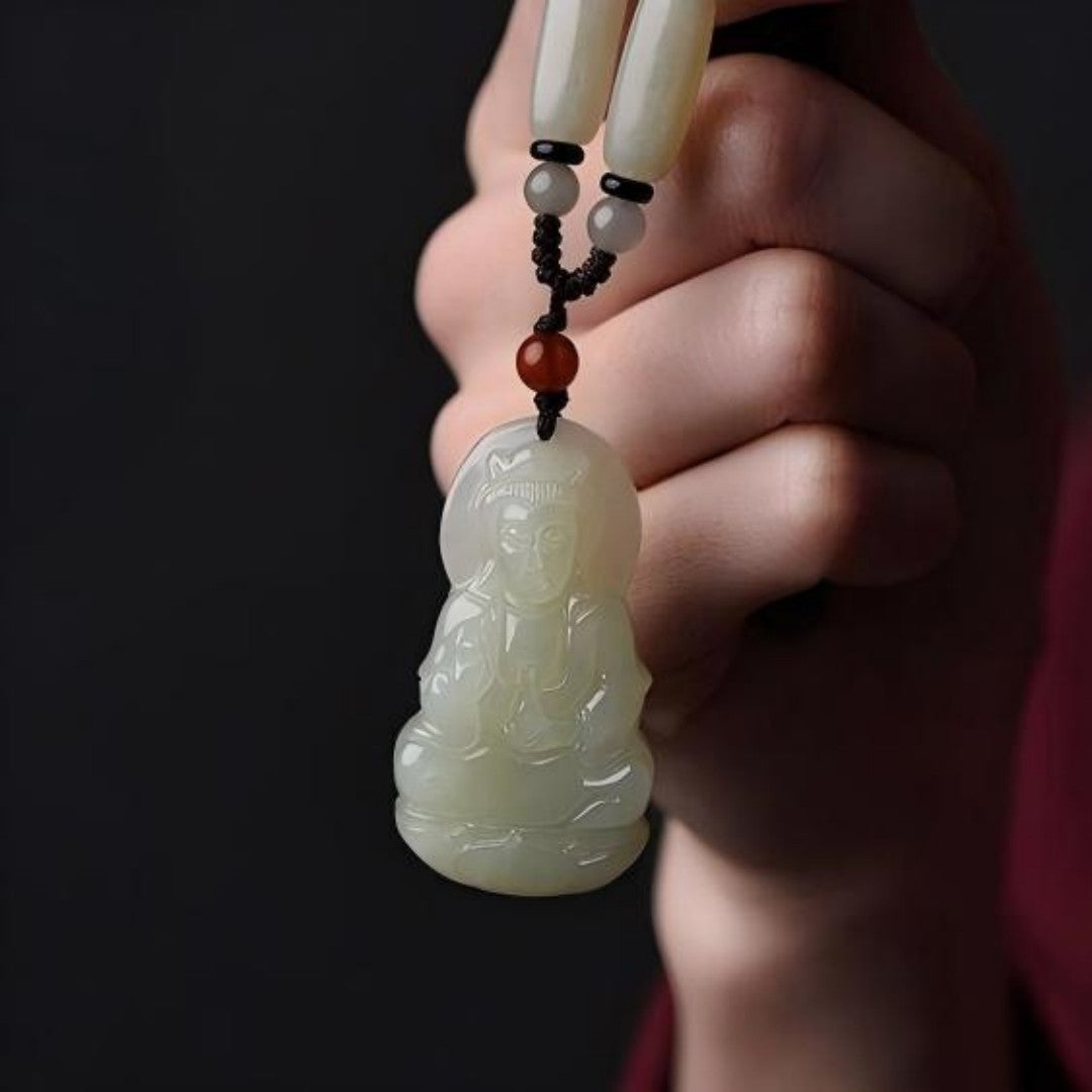 Elegant men’s spiritual jade necklace symbolizing protection and peace