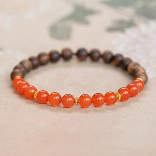 Kyara Agarwood & Carnelian Bracelet - Spiritual Grounding for Emotional Balance