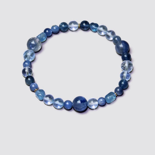 Five Elements Water Crystal Bracelet – Aquamarine & Blue Kyanite Beads