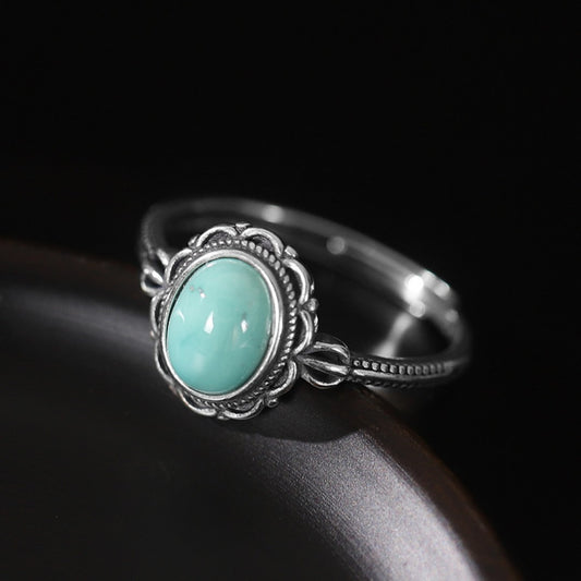 Oval Gemstone Ring - Turquoise/Jade/Carnelian Energy Focus Thai Silver