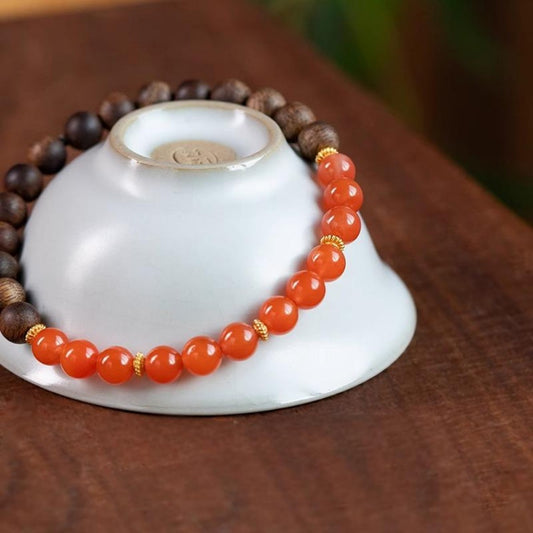 Kyara Agarwood & Carnelian Bracelet - Spiritual Grounding for Emotional Balance