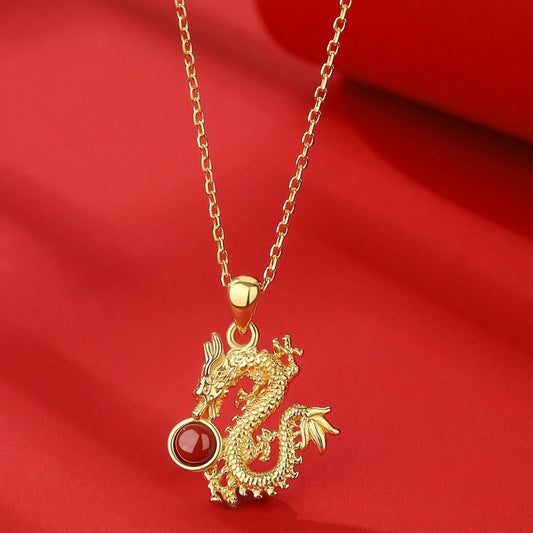 "Soaring Dragon" Gold Pendant - Zodiac Power Necklace