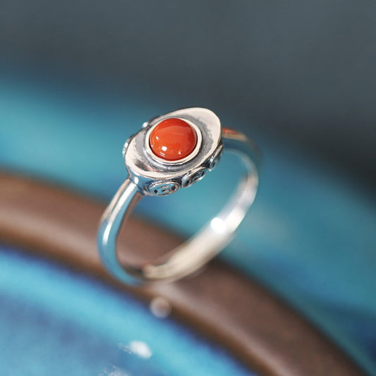 Adjustable Wealth Ring - Gold Ingot Carnelian/Turquoise Abundance Ring Sterling Silver