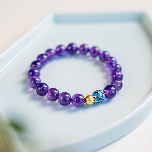 Amethyst Lotus Bracelet - Spiritual Clarity