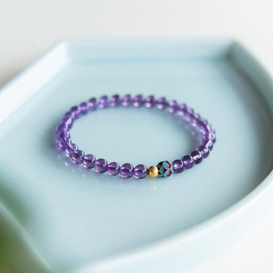 Amethyst Lotus Bracelet - Spiritual Clarity