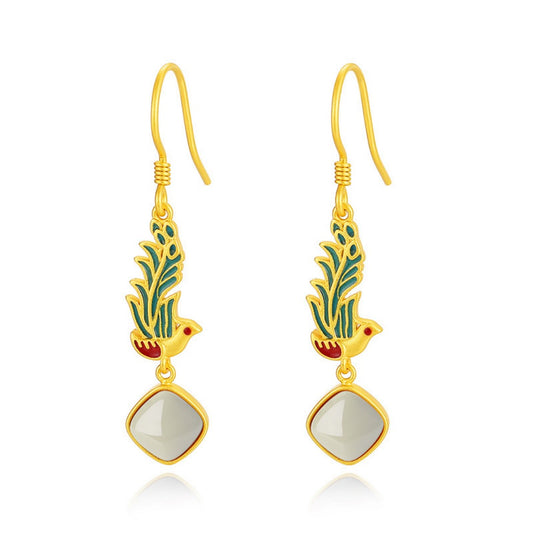 Peacock Carnelian Earrings - Focus on Confidence Gold Plated Sterling Silver