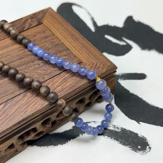 Qi-Nan agarwood and purple agate dual-wrap bracelet