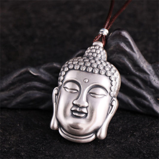S999 Sterling Silver Buddha Pendant – Vintage 3D Relief Peace Amulet Necklace