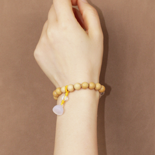 Five Elements Metal Bracelet – Clear Quartz Crystal & Sandalwood Feng Shui Jewelry