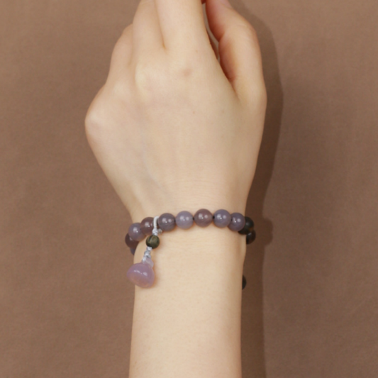 Five Elements Water Bracelet – Green Sandalwood & Purple Agate Feng Shui Jewelry