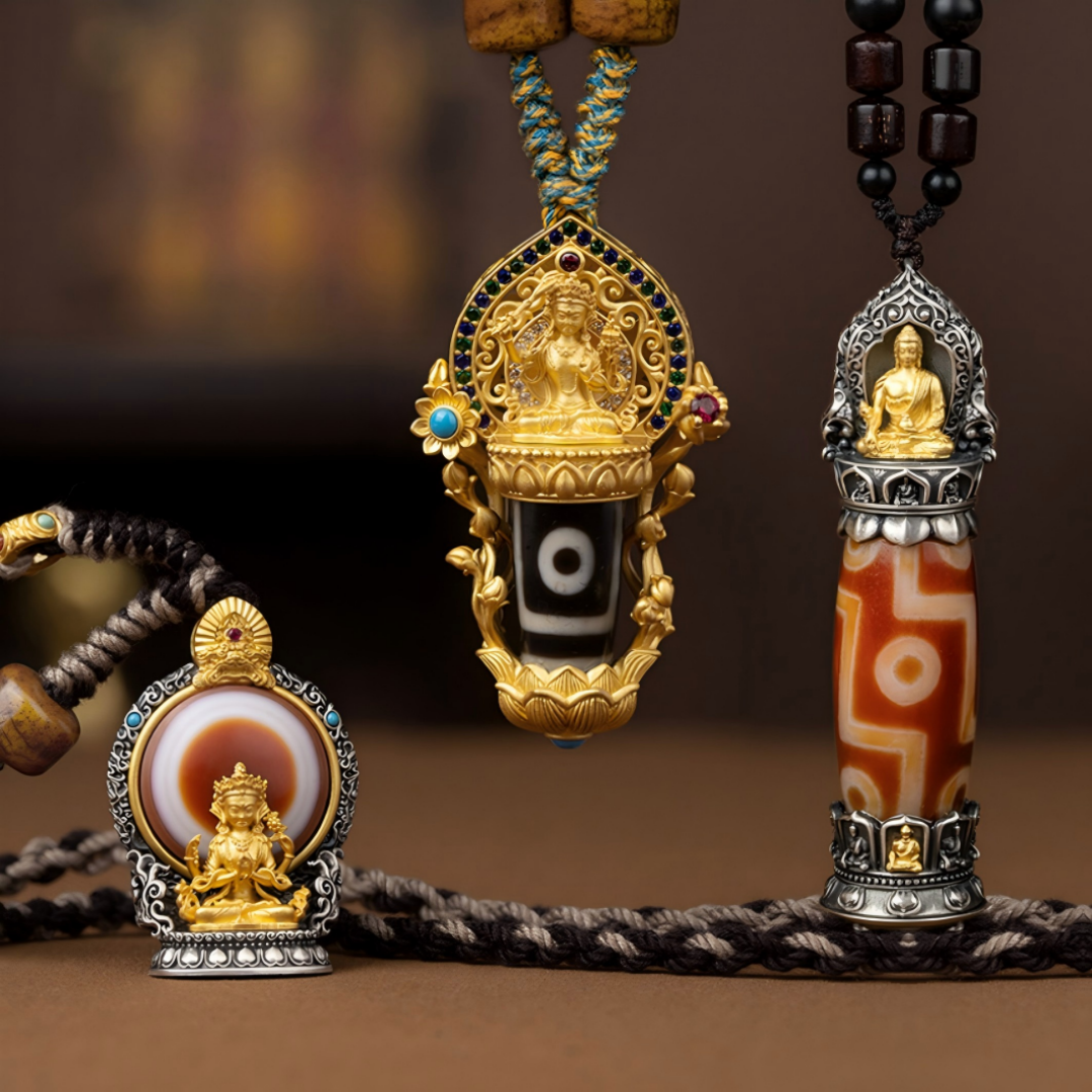 Adjustable cord Tibetan pendant — spiritual jewelry gift