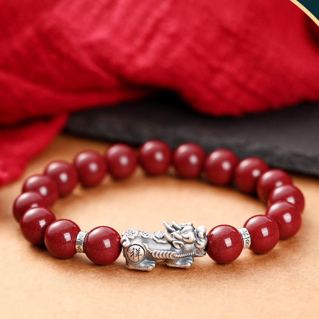 purple goldstone bracelet with silver pixiu charm