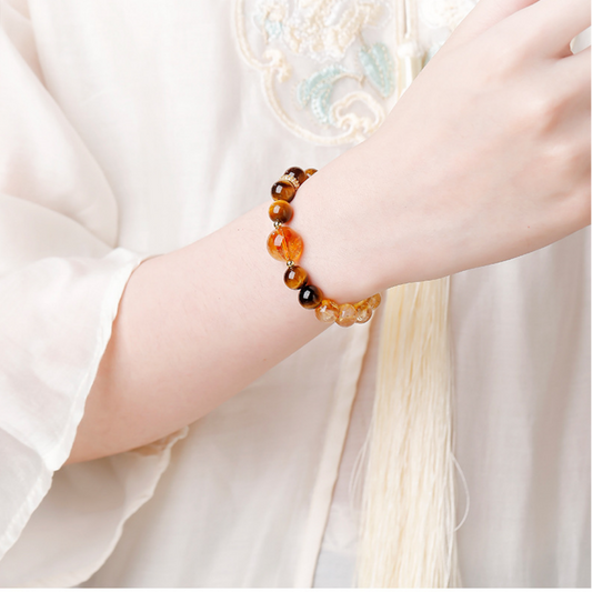 citrine tiger eye bracelet 8mm dual stone bracelet