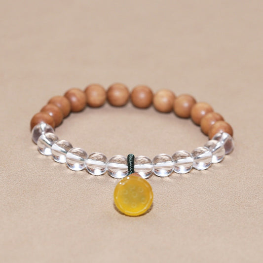 Five Elements Earth Bracelet – Laoshan Sandalwood & White Crystal Feng Shui Jewelry