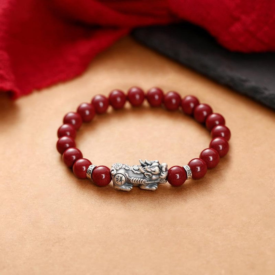 purple goldstone bracelet with silver pixiu charm 10mm