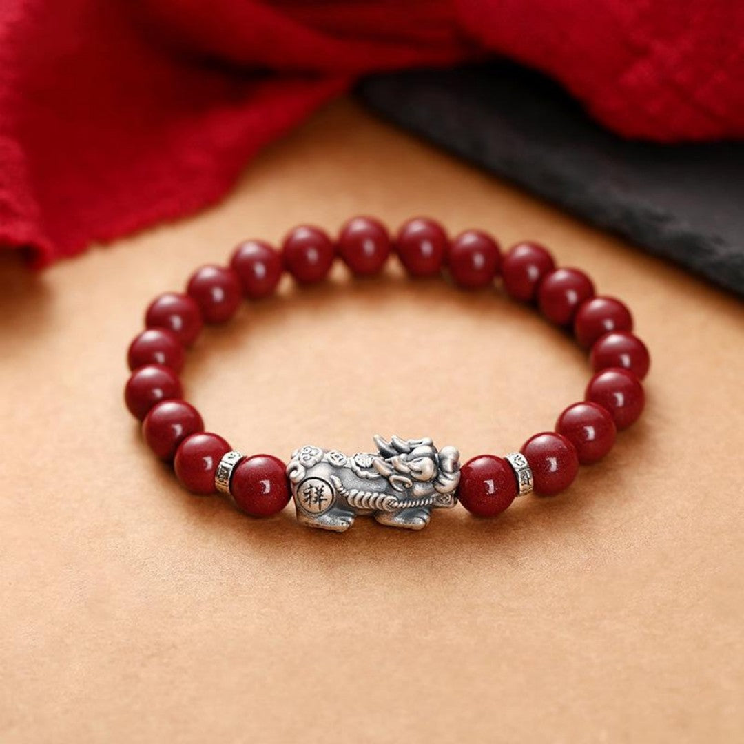 purple goldstone bracelet with silver pixiu charm 12mm