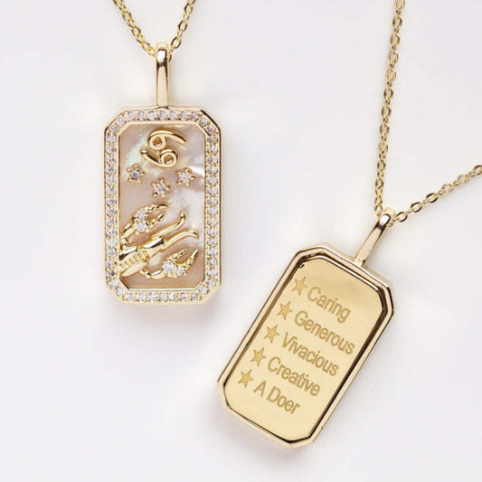 Cancer zodiac necklace with crab symbol - Water element spiritual jewelry for intuition