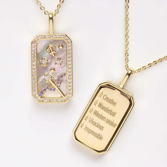 Sagittarius zodiac necklace with archer symbol - Fire element jewelry for adventure