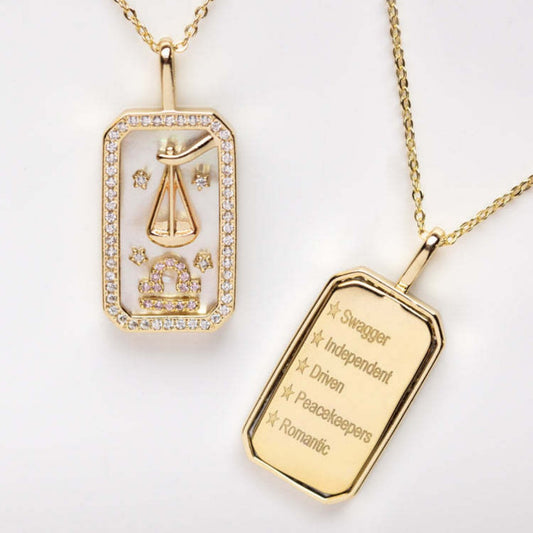 Libra zodiac necklace with scales symbol - Air element jewelry for balance and love