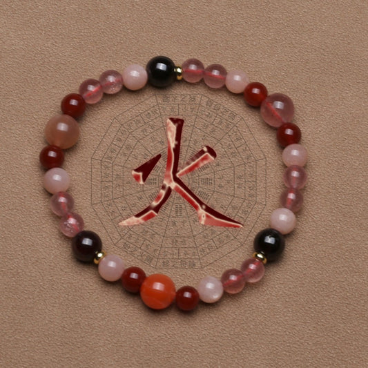 Five Elements Fire Crystal Bracelet – Strawberry Quartz, Garnet & Sunstone