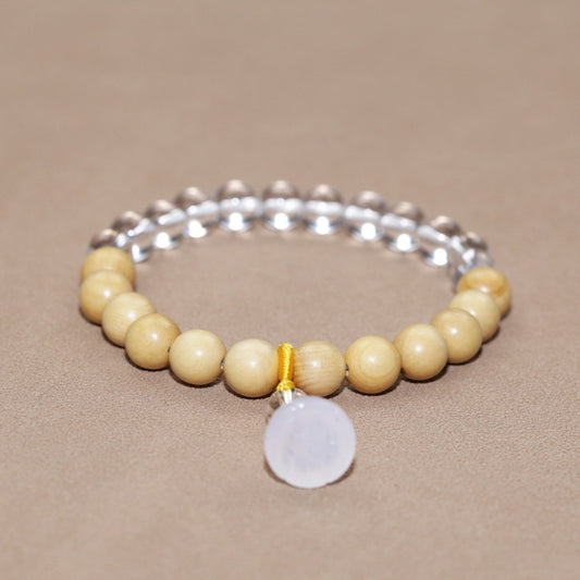 Five Elements Metal Bracelet – Clear Quartz Crystal & Sandalwood Feng Shui Jewelry