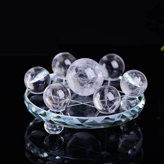clear quartz seven star feng shui crystal set 12cm base