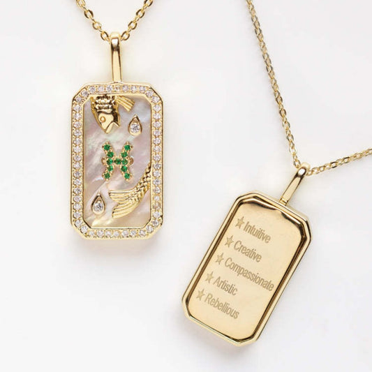 Pisces zodiac necklace with fish symbol - Water element spiritual jewelry for dreamers