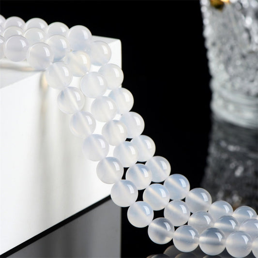Natural White Agate Beads Bracelet August Birthstone - Insight & Protection