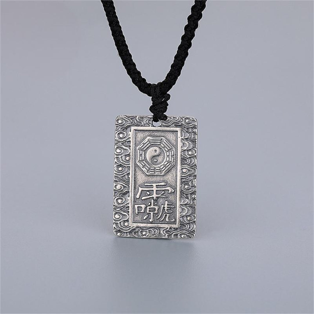 S925 sterling silver Taoist talisman pendant with Lei Zu inscription and cloud design