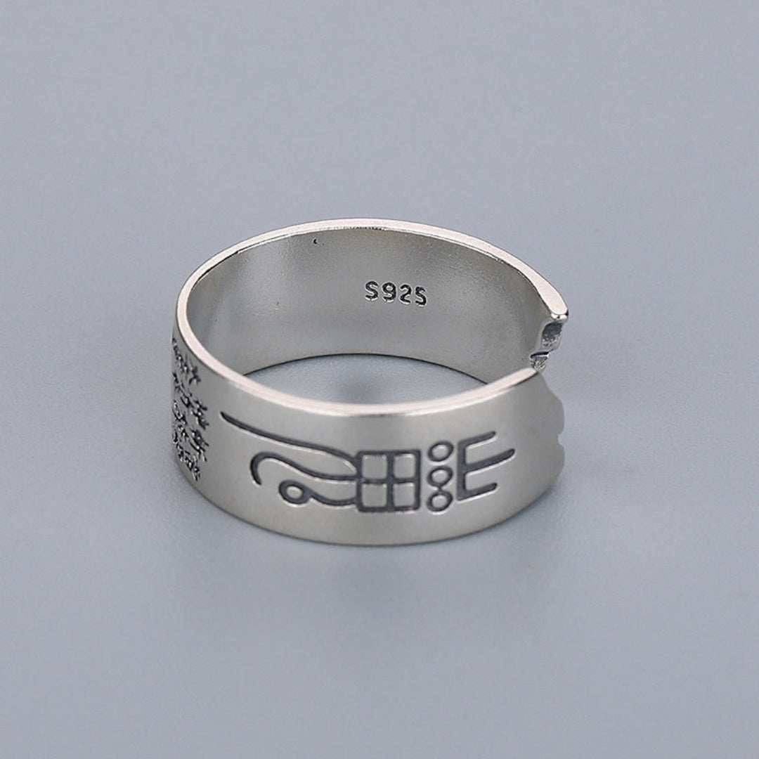 S925 sterling silver Taoist Thunder Talisman ring – vintage and cinnabar styles