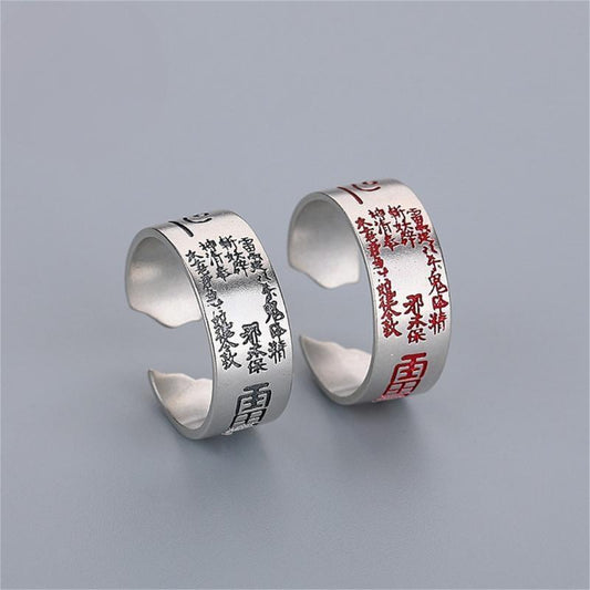 S925 sterling silver Taoist Thunder Talisman ring – vintage and cinnabar styles