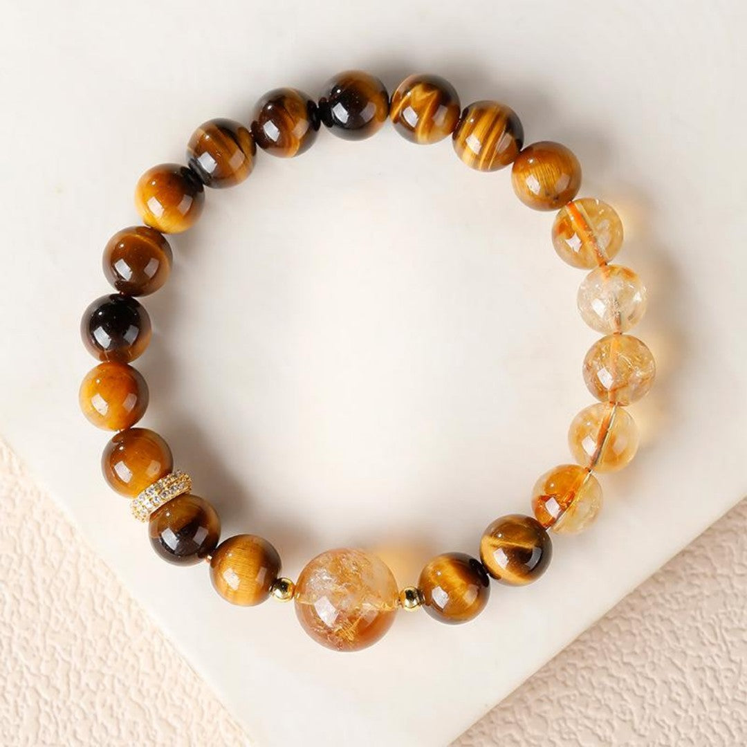 citrine tiger eye bracelet 8mm dual stone bracelet