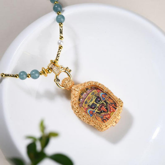 Tibetan Buddhist Copper Guardian Deity Pendant