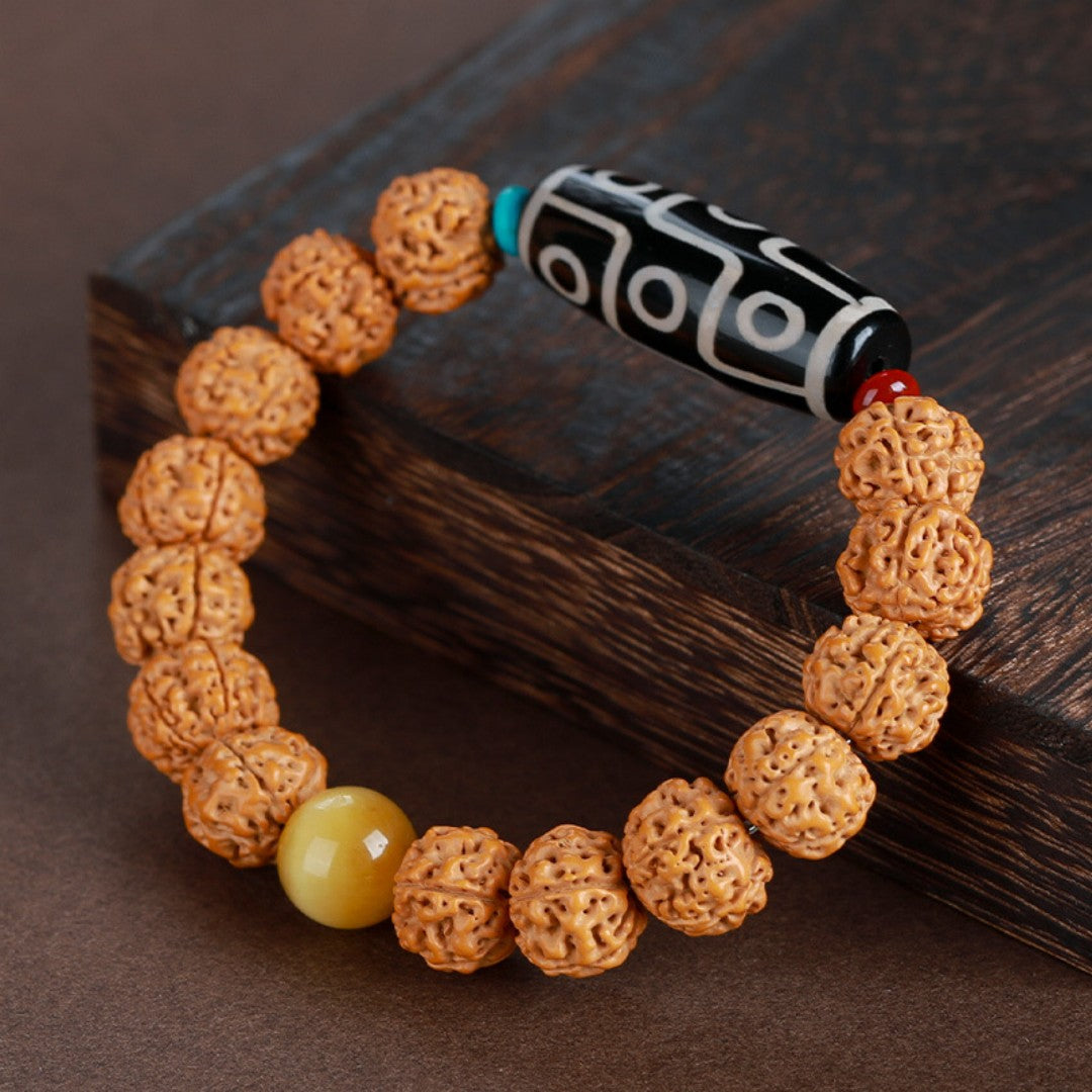 nine eye dzi bead bracelet with tiger eye 12mm