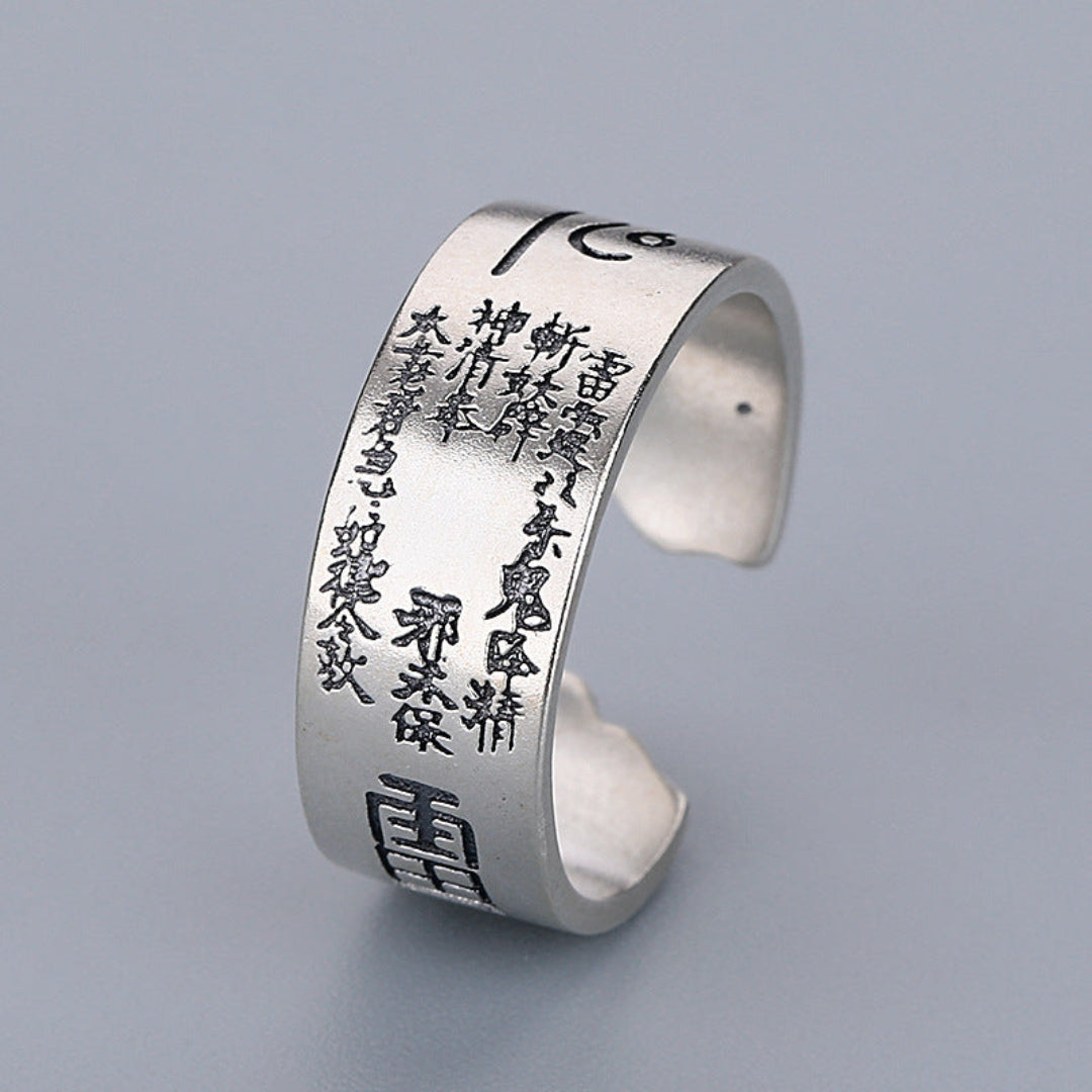 S925 sterling silver Taoist Thunder Talisman ring – vintage and cinnabar styles