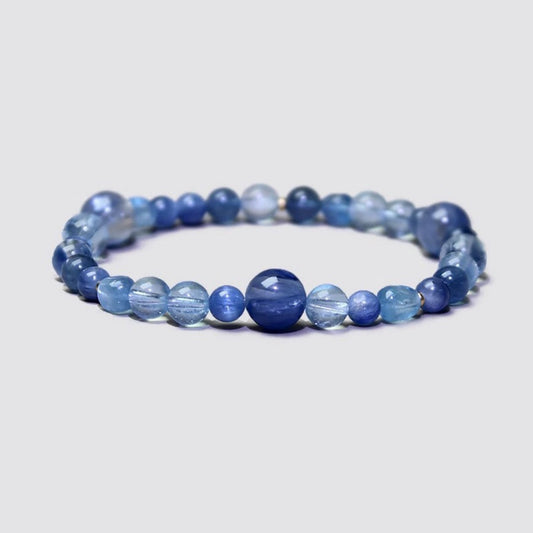 Five Elements Water Crystal Bracelet – Aquamarine & Blue Kyanite Beads