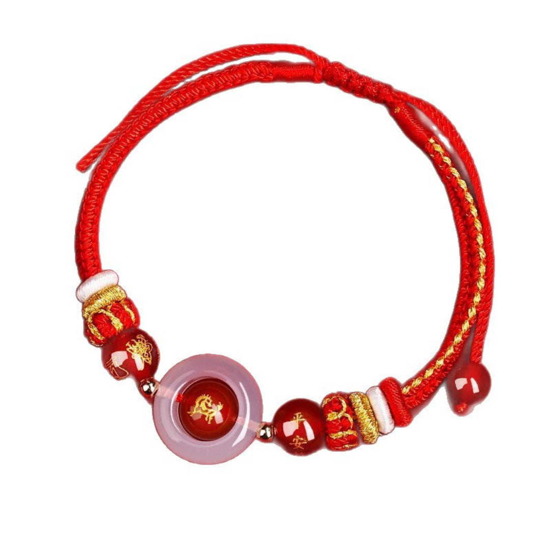 2026 Year of the Horse red agate lucky string bracelet with adjustable red rope