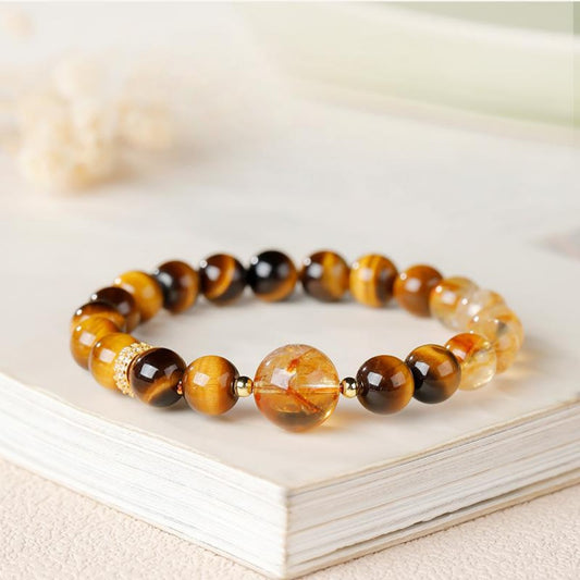 citrine tiger eye bracelet 8mm dual stone bracelet