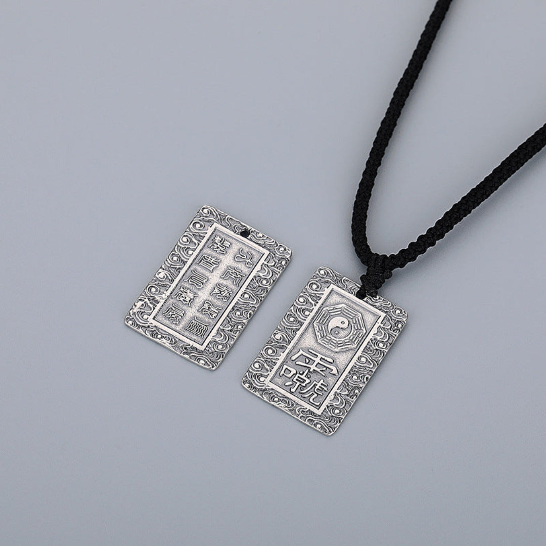 S925 sterling silver Taoist talisman pendant with Lei Zu inscription and cloud design