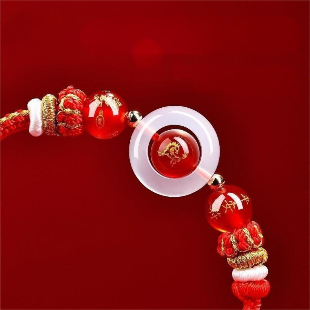 2026 Year of the Horse red agate lucky string bracelet with adjustable red rope