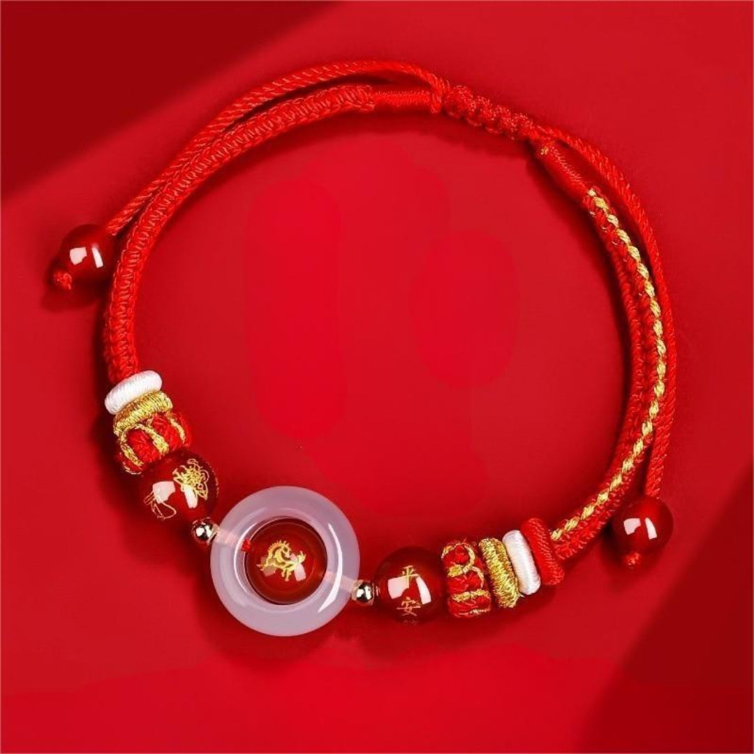 2026 Year of the Horse red agate lucky string bracelet with adjustable red rope
