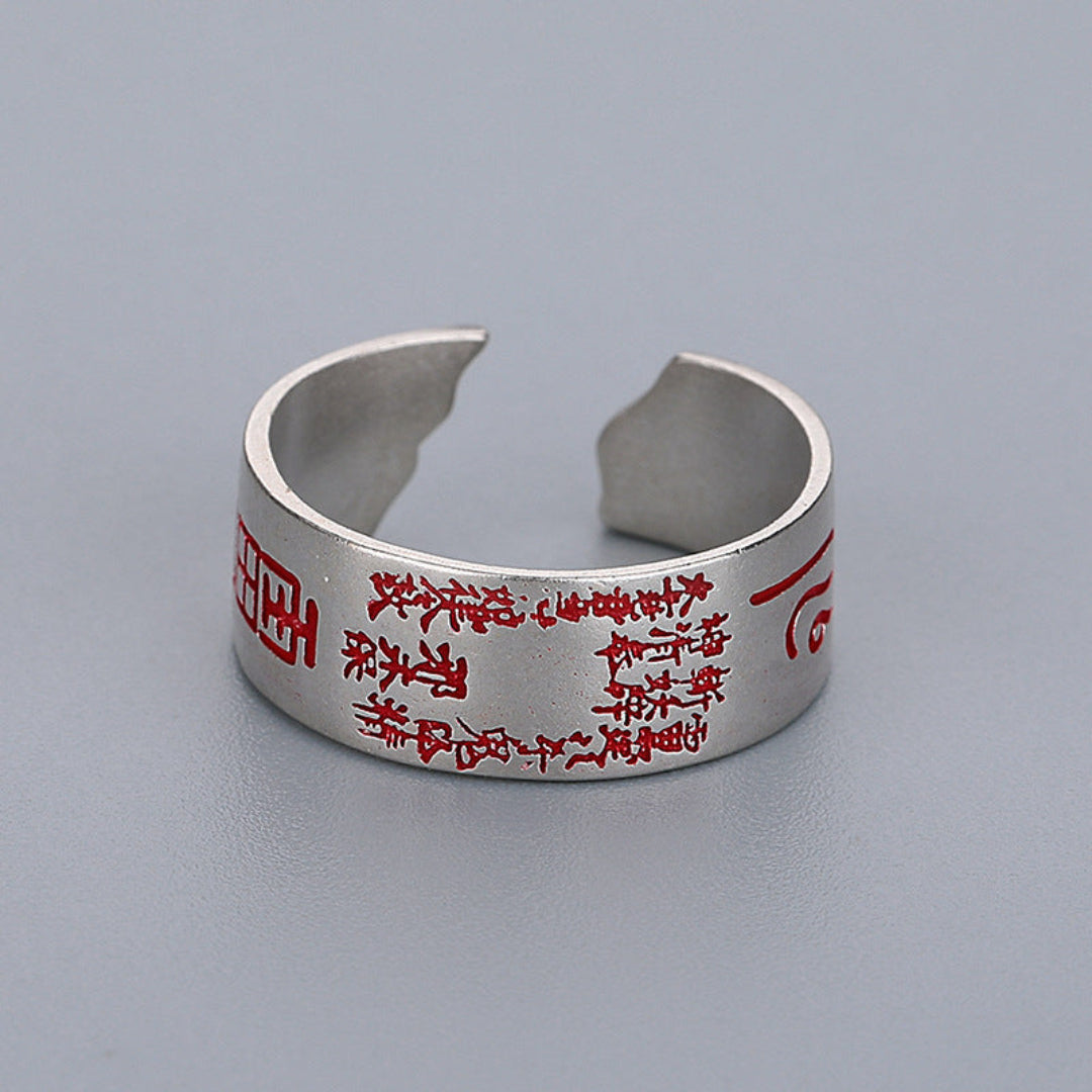 S925 sterling silver Taoist Thunder Talisman ring – vintage and cinnabar styles