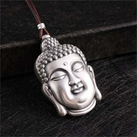 S999 Sterling Silver Buddha Pendant – Vintage 3D Relief Peace Amulet Necklace