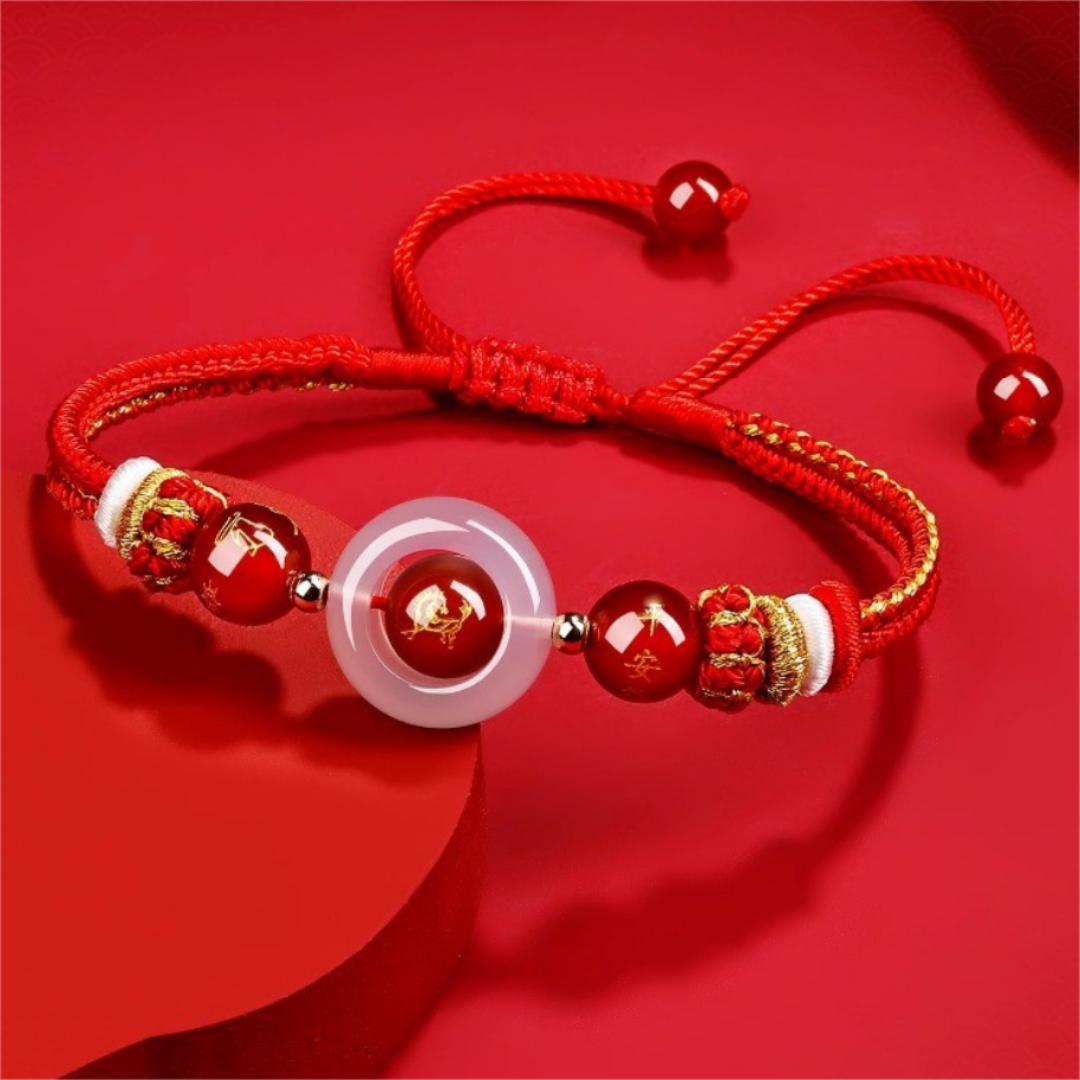 2026 Year of the Horse red agate lucky string bracelet with adjustable red rope