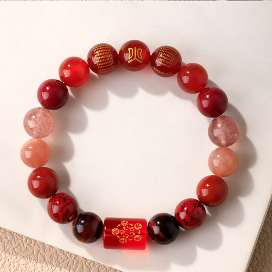 Red gemstone Feng Shui bracelet representing the Fire element (Wu Xing)